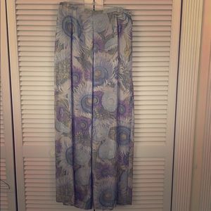 Ferragamo sz12 wide-leg palazzo pants, silk/linen